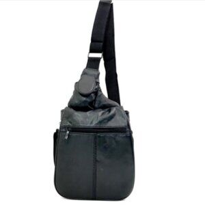 BUXTON Black Leather SLING Crossbody Travel BAG #55R
